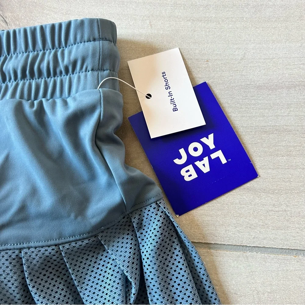 NWT JoyLab Pleated Active Drawstring Waist Skort in Mesh Dusty Blue - Picture 4 of 5